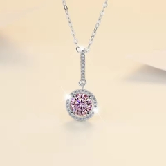 Dây Chuyền ESME ESHK067P Kim Cương Đá Moissanite Bạc 925 Xi Kim 5 lớp