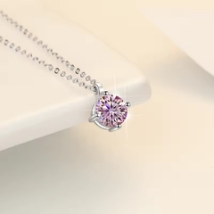 Dây Chuyền ESME ESHK006P Kim Cương Đá Moissanite Bạc 925 Xi Kim 5 lớp