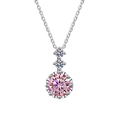 Dây Chuyền ESME ESHK009P Kim Cương Đá Moissanite Bạc 925 Xi Kim 5 lớp