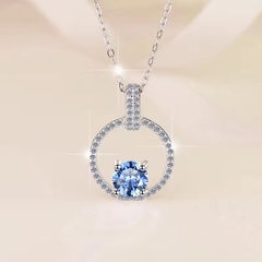 Dây Chuyền ESME ESHK059B Kim Cương Đá Moissanite Bạc 925 Xi Kim 5 lớp