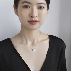 Dây Chuyền ESME ESHK001B Kim Cương Đá Moissanite Bạc 925 Xi Kim 5 lớp