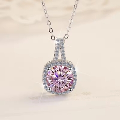Dây Chuyền ESME ESHK013P Kim Cương Đá Moissanite Bạc 925 Xi Kim 5 lớp