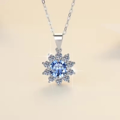 Dây Chuyền ESME ESHK007B Kim Cương Đá Moissanite Bạc 925 Xi Kim 5 lớp