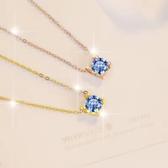 Dây Chuyền ESME ESHK019B Kim Cương Đá Moissanite Bạc 925 Xi Kim 5 lớp