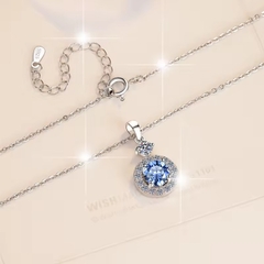 Dây Chuyền ESME ESHK022BL Kim Cương Đá Moissanite Bạc 925 Xi Kim 5 lớp