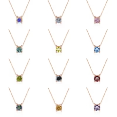 Dây Chuyền ESME ESHK019B Kim Cương Đá Moissanite Bạc 925 Xi Kim 5 lớp