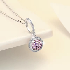 Dây Chuyền ESME ESHK067P Kim Cương Đá Moissanite Bạc 925 Xi Kim 5 lớp