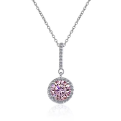 Dây Chuyền ESME ESHK067P Kim Cương Đá Moissanite Bạc 925 Xi Kim 5 lớp