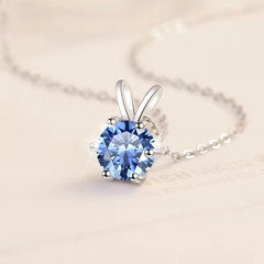 Dây Chuyền ESME ESHK0010B Kim Cương Đá Moissanite Bạc 925 Xi Kim 5 lớp