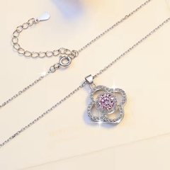 Dây Chuyền ESME ESHK061B Kim Cương Đá Moissanite Bạc 925 Xi Kim 5 lớp