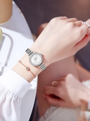 Đồng Hồ Nữ ABORNI YBN-8825 Dây Thép ( Trắng Bạc )