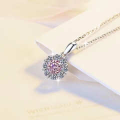 Dây Chuyền ESME ESHK063B Kim Cương Đá Moissanite Bạc 925 Xi Kim 5 lớp