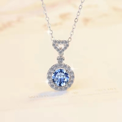 Dây Chuyền ESME ESHK030B Kim Cương Đá Moissanite Bạc 925 Xi Kim 5 lớp