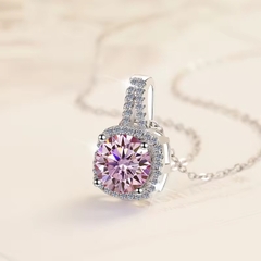 Dây Chuyền ESME ESHK013P Kim Cương Đá Moissanite Bạc 925 Xi Kim 5 lớp