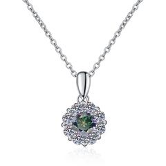 Dây Chuyền ESME ESHK063B Kim Cương Đá Moissanite Bạc 925 Xi Kim 5 lớp