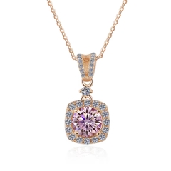 Dây Chuyền ESME ESHK057B Kim Cương Đá Moissanite Bạc 925 Xi Kim 5 lớp