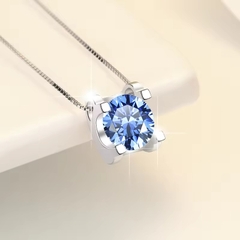 Dây Chuyền ESME ESHK002B Kim Cương Đá Moissanite Bạc 925 Xi Kim 5 lớp