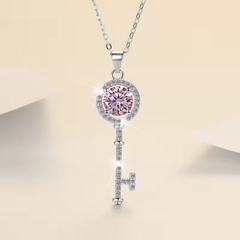 Dây Chuyền ESME ESHK008P Kim Cương Đá Moissanite Bạc 925 Xi Kim 5 lớp