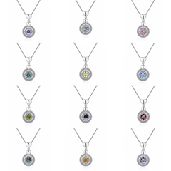 Dây Chuyền ESME ESHK028B Kim Cương Đá Moissanite Bạc 925 Xi Kim 5 lớp