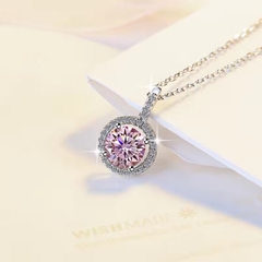 Dây Chuyền ESME ESHK065B Kim Cương Đá Moissanite Bạc 925 Xi Kim 5 lớp