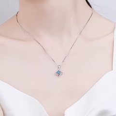 Dây Chuyền ESME ESHK031B Kim Cương Đá Moissanite Bạc 925 Xi Kim 5 lớp