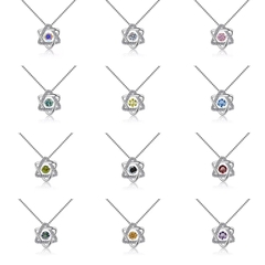 Dây Chuyền ESME ESHK025B Kim Cương Đá Moissanite Bạc 925 Xi Kim 5 lớp