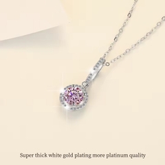 Dây Chuyền ESME ESHK067P Kim Cương Đá Moissanite Bạc 925 Xi Kim 5 lớp