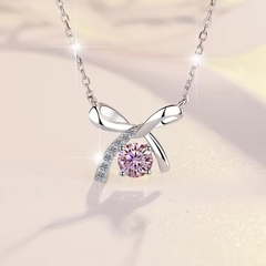 Dây Chuyền ESME ESHK068B Kim Cương Đá Moissanite Bạc 925 Xi Kim 5 lớp