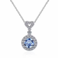 Dây Chuyền ESME ESHK030B Kim Cương Đá Moissanite Bạc 925 Xi Kim 5 lớp