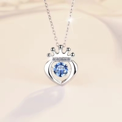 Dây Chuyền ESME ESHK021B Kim Cương Đá Moissanite Bạc 925 Xi Kim 5 lớp