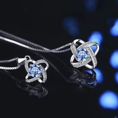 Dây Chuyền ESME ESHK031B Kim Cương Đá Moissanite Bạc 925 Xi Kim 5 lớp