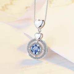 Dây Chuyền ESME ESHK028B Kim Cương Đá Moissanite Bạc 925 Xi Kim 5 lớp
