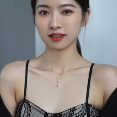 Dây Chuyền ESME ESHK067P Kim Cương Đá Moissanite Bạc 925 Xi Kim 5 lớp