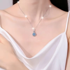 Dây Chuyền ESME ESHK022BL Kim Cương Đá Moissanite Bạc 925 Xi Kim 5 lớp
