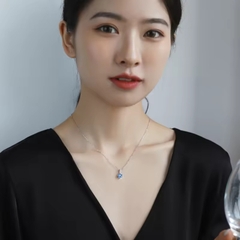 Dây Chuyền ESME ESHK005B Kim Cương Đá Moissanite Bạc 925 Xi Kim 5 lớp