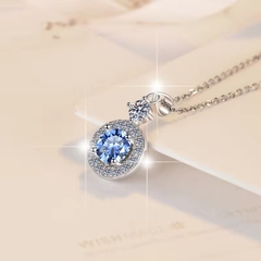 Dây Chuyền ESME ESHK022BL Kim Cương Đá Moissanite Bạc 925 Xi Kim 5 lớp
