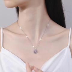 Dây Chuyền ESME ESHK064B Kim Cương Đá Moissanite Bạc 925 Xi Kim 5 lớp