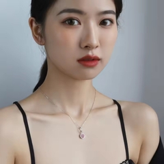 Dây Chuyền ESME ESHK067P Kim Cương Đá Moissanite Bạc 925 Xi Kim 5 lớp