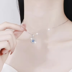 Dây Chuyền ESME ESHK017B Kim Cương Đá Moissanite Bạc 925 Xi Kim 5 lớp