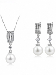 Combo nữ trang dây chuyền bông tai ES535 E15032105-Rh