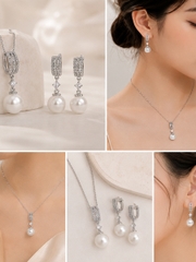 Combo nữ trang dây chuyền bông tai ES535 E15032105-Rh