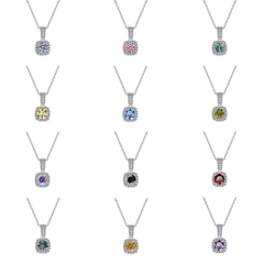 Dây Chuyền ESME ESHK004B Kim Cương Đá Moissanite Bạc 925 Xi Kim 5 lớp