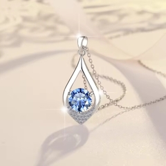 Dây Chuyền ESME ESHK056B Kim Cương Đá Moissanite Bạc 925 Xi Kim 5 lớp