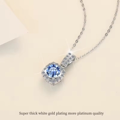 Dây Chuyền ESME ESHK004B Kim Cương Đá Moissanite Bạc 925 Xi Kim 5 lớp