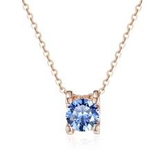 Dây Chuyền ESME ESHK019B Kim Cương Đá Moissanite Bạc 925 Xi Kim 5 lớp