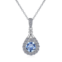 Dây Chuyền ESME ESHK026B Kim Cương Đá Moissanite Bạc 925 Xi Kim 5 lớp