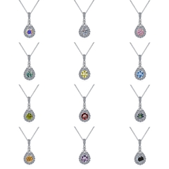 Dây Chuyền ESME ESHK026B Kim Cương Đá Moissanite Bạc 925 Xi Kim 5 lớp