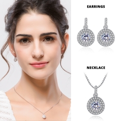 Bộ trang sức nữ dây chuyền và bông tai đính đá  sang trọng