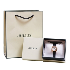 Đồng Hồ Nữ JA-1402A Julius Hàn Quốc Dây Da (Đen)