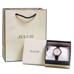 Đồng Hồ Nữ JA-1400A Julius Hàn Quốc Dây Da (Đen)